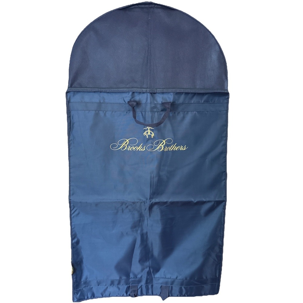 Brooks Brothers Blue Garment Bag Travel Suit Cover Folding Zippered 44"